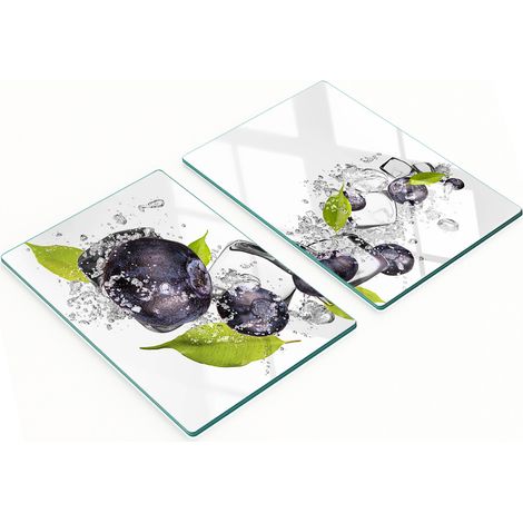 Stilvolle und robuste Glasbretter mit Blaubeeren- und Eiscreme-Motiv, 2 x 40 x 52 cm (1/5)
