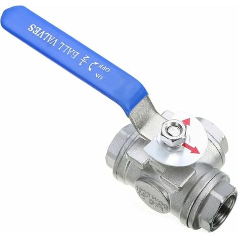 Vanne à bille 3 voies DN15 1/2" avec passage en L, vanne de dérivation, qualité industrielle (1/2)