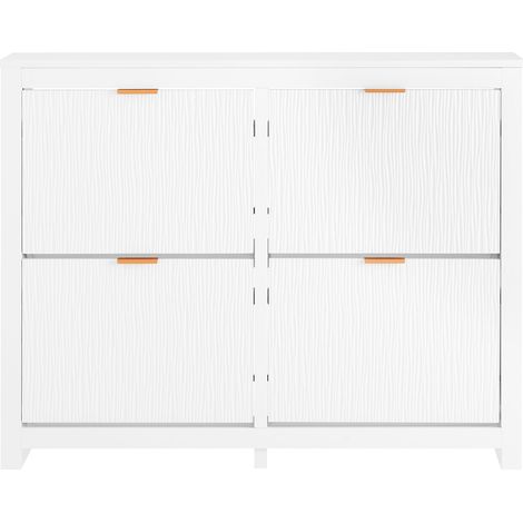SoBuy Scarpiera Slim da Ingresso con 4 ante e 8 scomparti Salvaspazio Bianco 104x23x82cm FSR186-W (1/5)