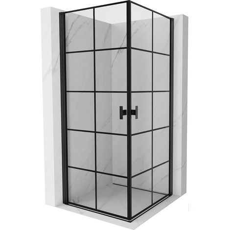 Mexen Mist-B Duo Duschkabine schwenkbar 80 x 80 cm, schwarz kariert, schwarz - 8A2-080L-080P-70-77 (1/5)
