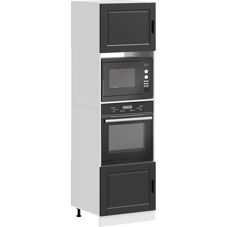 Armoires de four 2 pcs Porto noir bois d'ingénierie