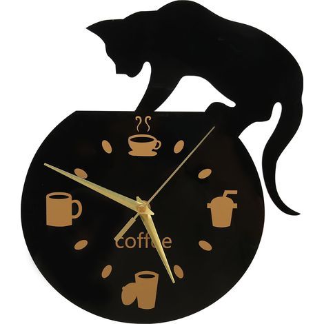 Wanduhr mit 3D-Katzenmotiv für Küche/Café, robustes Acryl, geräuschloses Uhrwerk, rahmenloses Design, wasserdicht, sicher, leise (1/5)