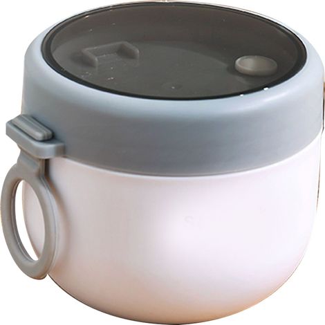 Tasse isotherme pour petit-déjeuner, couvercle et cuillère en acier inoxydable 304, pot à lait/soupe, récipient portable pour congee, blanc. (1/5)