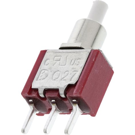 Bouton-poussoir, Momentané, Unipolaire à deux directions (1RT), 3 A @ 120 V c.a.,  Montage sur Circuit imprimé ( Prix pour 1 ) (1/2)