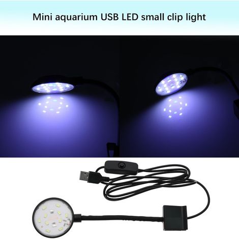 Lampe LED de Bureau pour Mini Aquarium Clip de Fixation USB Flexible pour Éclairage de Petit Réservoir de Poissons Plantes Aquatiques