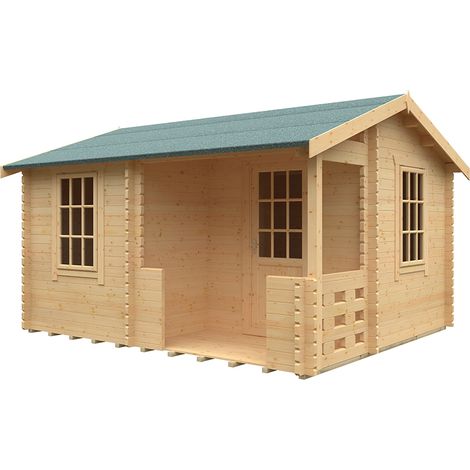 14x12 The Gyles 44mm Cabin - L415 x W355 x H271.9 cm - Solid Wood/Softwood/Pine - Natural
