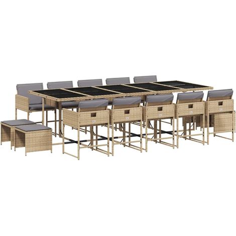 Maison Exclusive - Set comedor de jardín con cojines 15 pzas ratá (1/5)