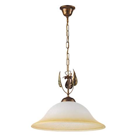ONLI Lampada a Sospensione Mira con Lampadina E27, 22 W, color Avorio sfumato Ambra, Diametro 40 x 150 cm [Classe di efficienza energetica A+], led, vetrometallo, marrone/avorio/ambra (1/3)