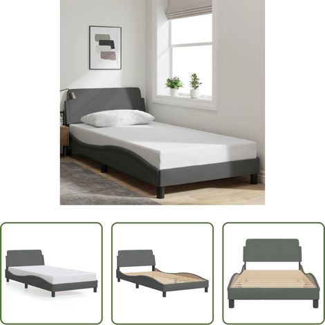 Kopfteil - Bettgestell "Dover" Dunkelgrau 100x200 cm Stoff (1/5)