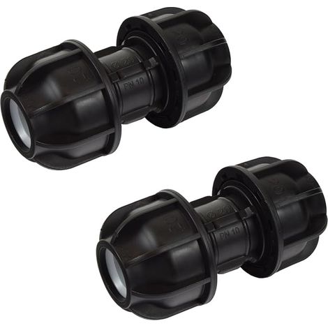 Lot de 2 raccords en polypropylène - Tuyau PE de 20 mm - 1/2"