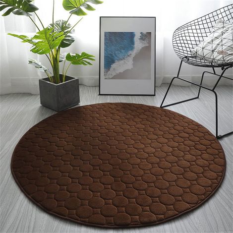 Tapis De Bain Ronde - Mousse Mémoire - Absorption Eau Élevée - Antidérapant - Doux Et Épais - 80 X 80 Cm - Café (1/4)