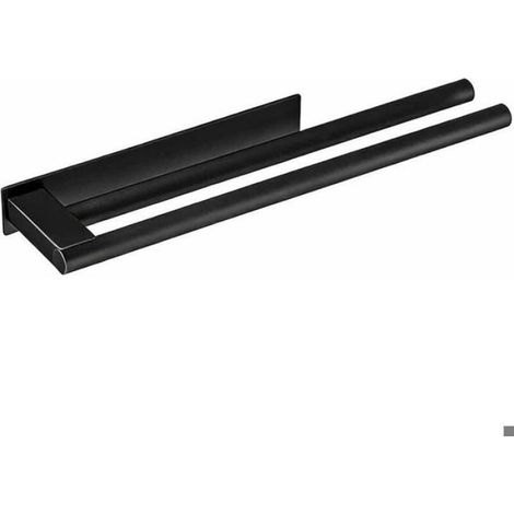 Porte-Serviettes - Acier Inoxydable Brossé - Sans Perçage - Auto-Adhésif - Double Bras - Pour Salle De Bain Cuisine - 1 Pièce