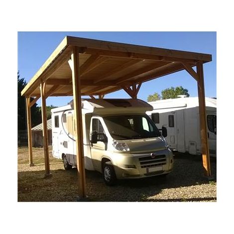 Abri Toit Plat, 550cmx700cm, Bois DOUGLAS Français, Carport, Auvent, Abri Camping-car