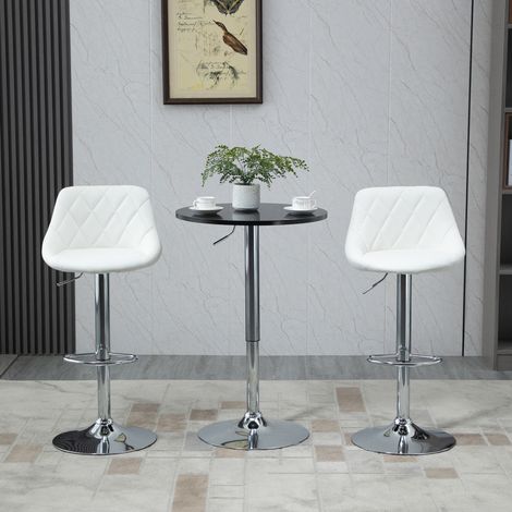 Mesa alta redonda regulable en altura, tablero giratorio, MDF negro, Ø61 x 70-90 cm, OKWISH (1/5)
