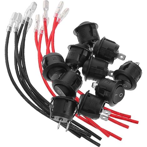 10 Interrupteurs à Bascule Miniatures avec Fils de 15 cm, Commutateur 2 Positions 2 Broches On/Off pour Voiture, Bateau, Vélo Électrique et Applications Automobiles (1/5)