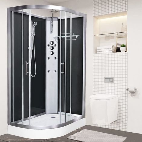 Vidalux Pure 1200 Right 1200 x 800 Shower Cabin Black Glass (1/5)