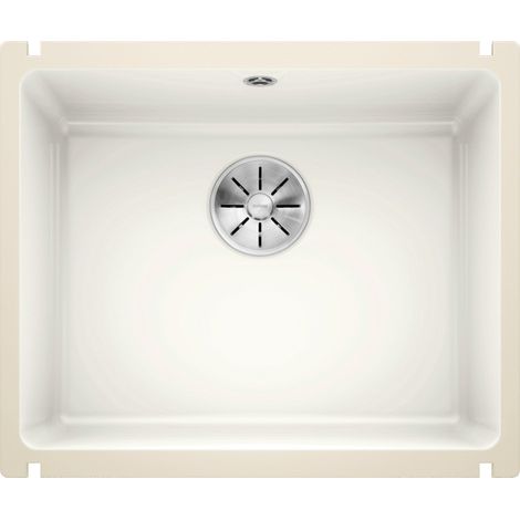 Évier en céramique Subline 500-U - Sous-meuble de 60 cm - 543 x 456 x 185 mm - Blanc cristal - Vidage manuel - Blanco (1/5)