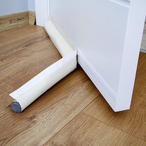 Bande adhésive anti-froid pour porte 90cm - Joint isolant unilatéral bas de porte, protection contre courants d'air et bruit, calfeutrage autocollant blanc (1/5)
