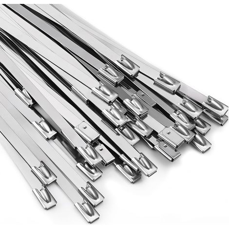 100-teiliges Set 30 cm lange, robuste, selbstverriegelnde Metall-Reißverschlussbinder aus Edelstahl (1/5)