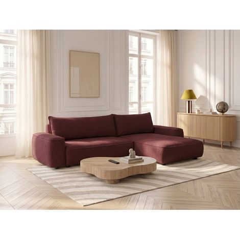 BOBOCHIC - Canapé d'angle réversible convertible HONORE tissu chenille Rouge (1/5)