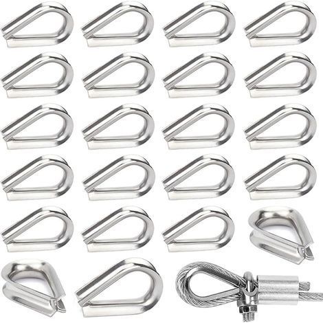 30 Pièces M6 Cosses de Câble Métallique en Acier Inoxydable 304 Cosse Coeur pour Cable Acier pour Câble Métallique 6mm (1/5)
