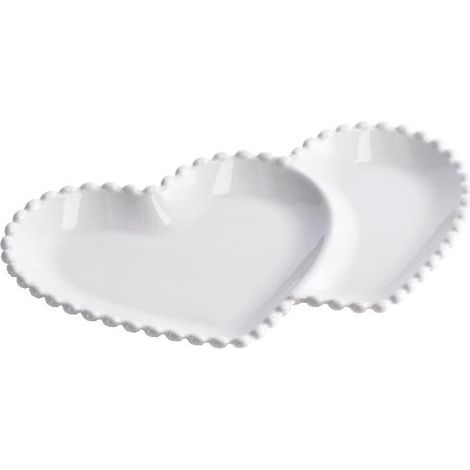 Piatto Vassoio in Ceramica Forma Cuore Bianco 31 x 18,5 cm (1/2)