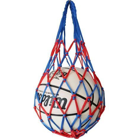 1 Pièce sac de rangement pour ballons de sport portable et suspendu, sac en filet de basket-ball, support en maille de volley-ball, organisateur de voyage de gym, sac en filet rouge et bleu style bohè (1/5)