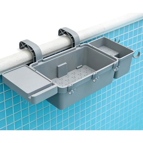Kit de rangement pour piscine avec porte-gobelet et crochets – Accessoires de piscine multifonctions et gadgets pour s'amuser, ajustement universel pour piscine hors sol
