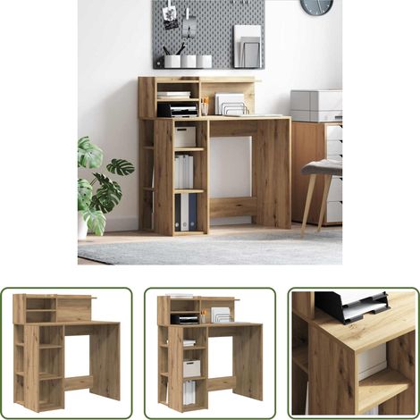 vidaXL Schreibtisch Holzwerkstoff - Schreibtisch Artisan-Eiche 90 x 48 x 101,5 cm Holzwerkstoff (1/5)