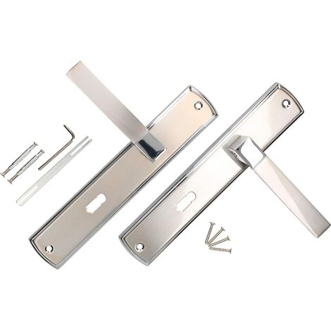 KOTARBAU Kit de poignées de porte BB 72 mm - Plaque longue nickel-chrome universelle moderne (1/5)