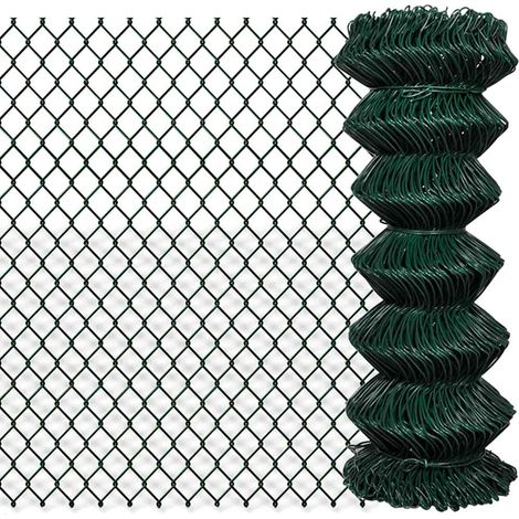 Clôture à mailles-Grillage de jardin losangées Acier 1x15 m Vert (1/3)