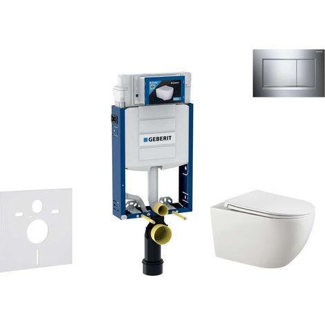 Geberit Combifix - Set con modulo di installazione, vaso WC Gaia e copriwater softclose, placca di comando Sigma30, cromo/cromo opaco SANI15CA1123