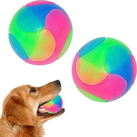 MINKUROW 2 Stück Giocattolo Con Palline Grandi Per Cani E Gatti, Palle Per Cani Illuminate, Palline Per Saltare A Led Animali Palline Per Gatti Giocattolo Divertente Per Golden Retriever, Labrador, Ca (1/5)