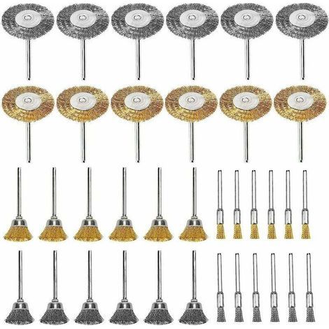 36pcs Wire Brush for Drill, Wire Brush, Circle Grinder, Brass Drill Bit, Steel Wire Wheel Cleaning Brushes for Cleaning Rust, Corrosion, Paint (1/4)