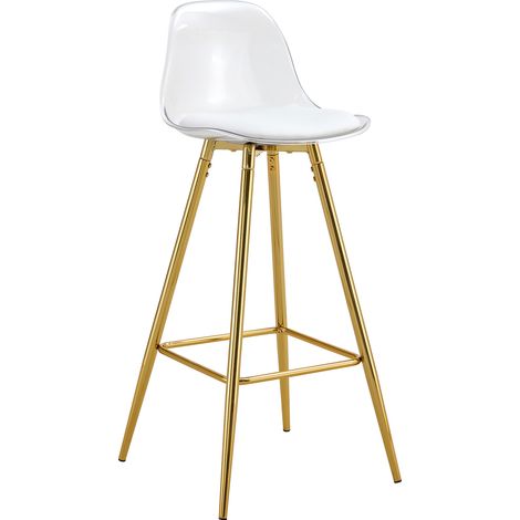 Set di 2 sgabelli da bar trasparenti con struttura dorata, in metallo e plastica, MODENUIT (1/5)