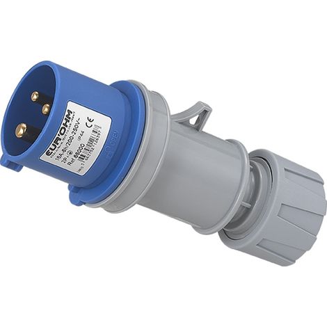 Fiche industrielle mobile droite IP44 - 2P+T - 16A - 230V AC - Eur'Ohm