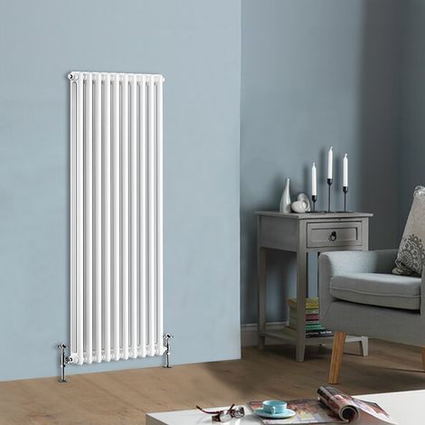 Traditional White Vertical Cast Iron Radiator Double Column 1500 x 470 mm (1/4)