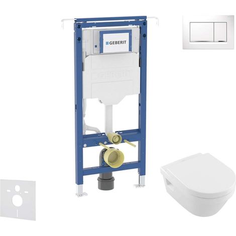 Geberit Duofix - Conjunto de instalación empotrada, inodoro y asiento Villeroy Boch, botón Sigma20, DirectFlush, SoftClose, CeramicPlus, blanco/cromo SANI11CK3105 (1/5)