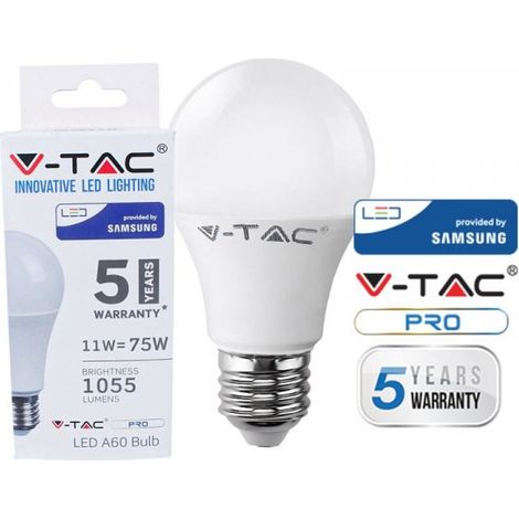 Lampada Led E27 A60 11W Bianco Freddo 6400K Bulbo Sfera Chip Samsung Garanzia 5 Anni SKU-233