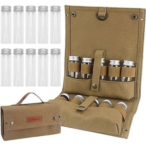 Sac à épices portable avec 10 pots à épices, sac de rangement en toile pour condiments