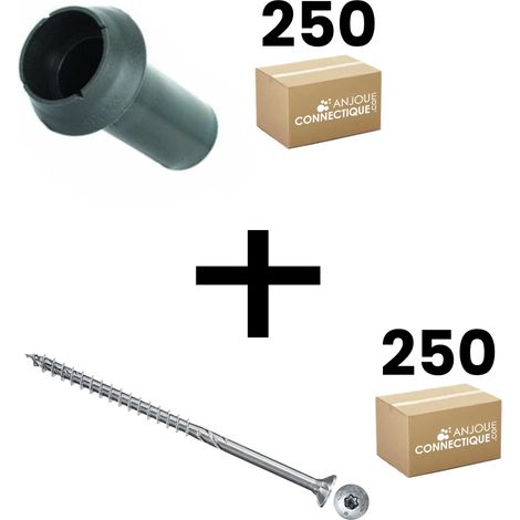 Lot de 250 supports de rail OB 43mm SIXBOX + 250 vis bois Ø5,0x70 tête fraisée TX - Sixbox (1/5)