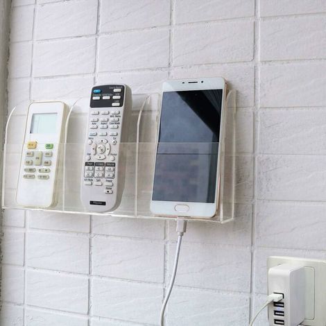 Acrylic Wall Mount for Mobile Phone with Remote Control - 3 Compartments (1/5)