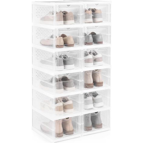 COSTWAY Scatole per Scarpe, Set di 2 Organizzatore per Scarpe a 6 Livelli,per Ingresso e Soggiorno (1/5)