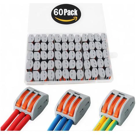 Hebelverbinder, verschiedene Leiter, kompakte einseitige elektrische Steckverbinder, Steckklemmenblock, Abzweigverbinder, 60 Steckverbinder für Kabel von 28 bis 12 AWG (1/5)