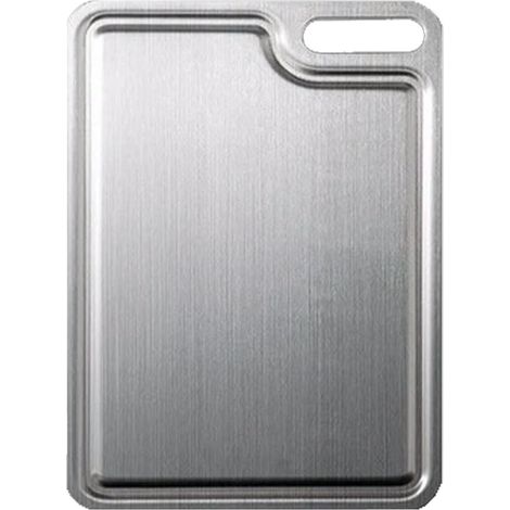 Planche à découper double face, en acier inoxydable 304, antiadhésive et de qualité alimentaire, adaptée aux cuisines domestiques. (1/5)