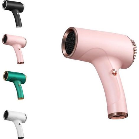 Sèche-cheveux de voyage sans fil - Rose - Deux vitesses de ventilation - Compact et léger - Silencieux (1/5)