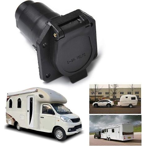 Adaptateur de prise 7 broches pour remorque, connecteur 12 V pour barre de remorquage, prise étanche. (1/4)