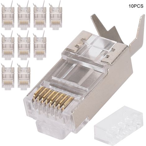 Lot de 10 connecteurs RJ45 8P8C blindés CAT7 30GIP pour serveur réseau de communication et câble Ethernet RJ45 (1/5)