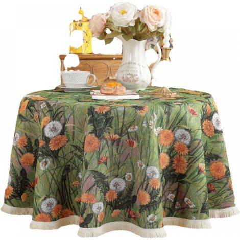 Nappe ronde de 100 cm à motifs floraux automnaux pour le week-end de Thanksgiving (1/5)
