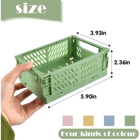 Mini Storage Baskets, 4 Pcs Plastic Foldable Storage Baskets Stackable Small Desktop Organizer (1/4)